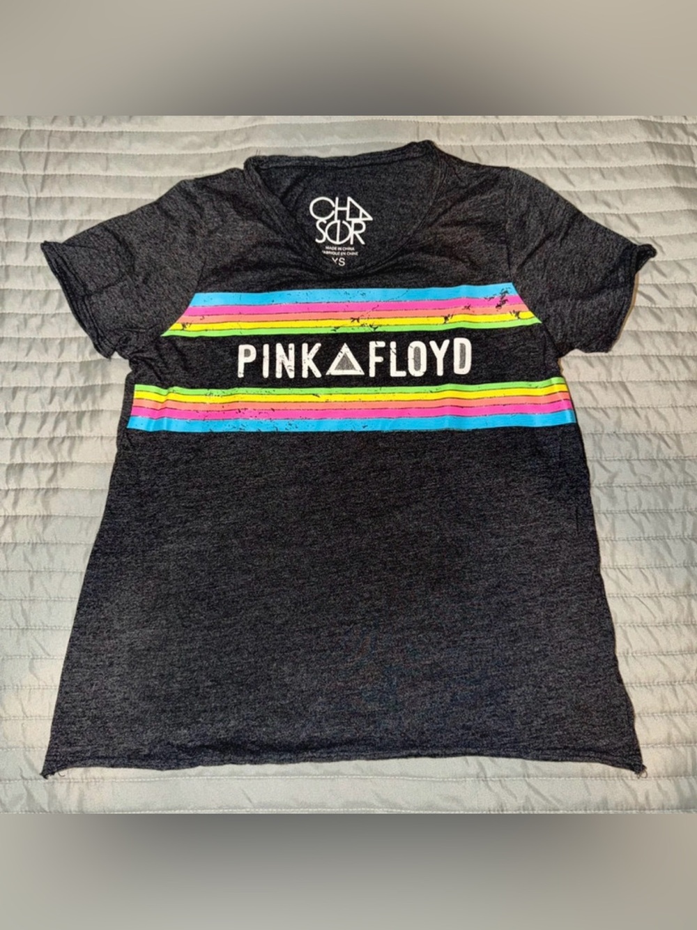 Pink Floyd Graphic Tee - Charcoal with Rainbow Stripes XS